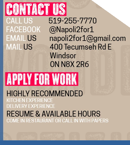 Napoli Pizza - Contact us and Application